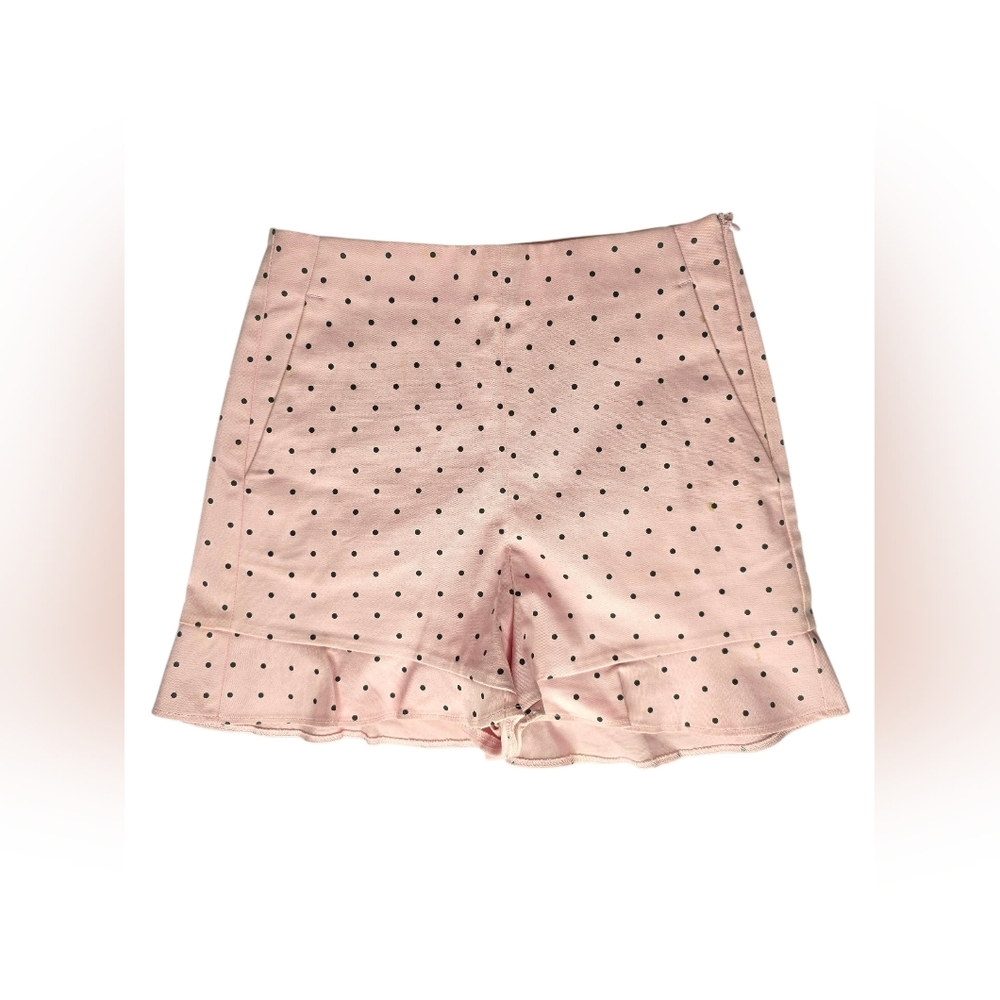 Zara Baby Pink Polka Dot Ruffle Hem Women's Shorts Size XS - Picture 2 of 14
